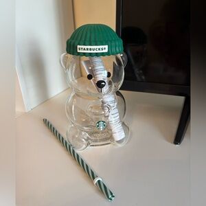 Authentic Viral Starbucks Bearista Bear Shaped Cup with Straw